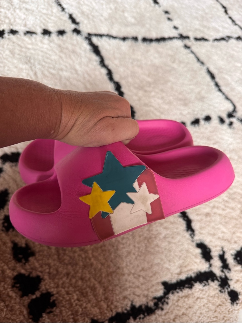 Lola + the Boys Kids Pink Star Slide Sandals - Comfortable Everyday Slip-Ons